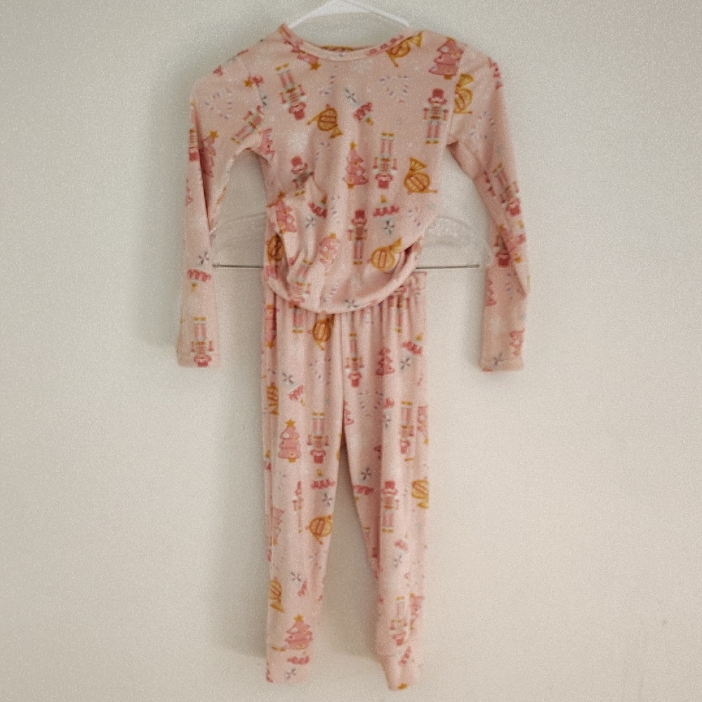 Kids Pink Nutcracker Print Pajama Set